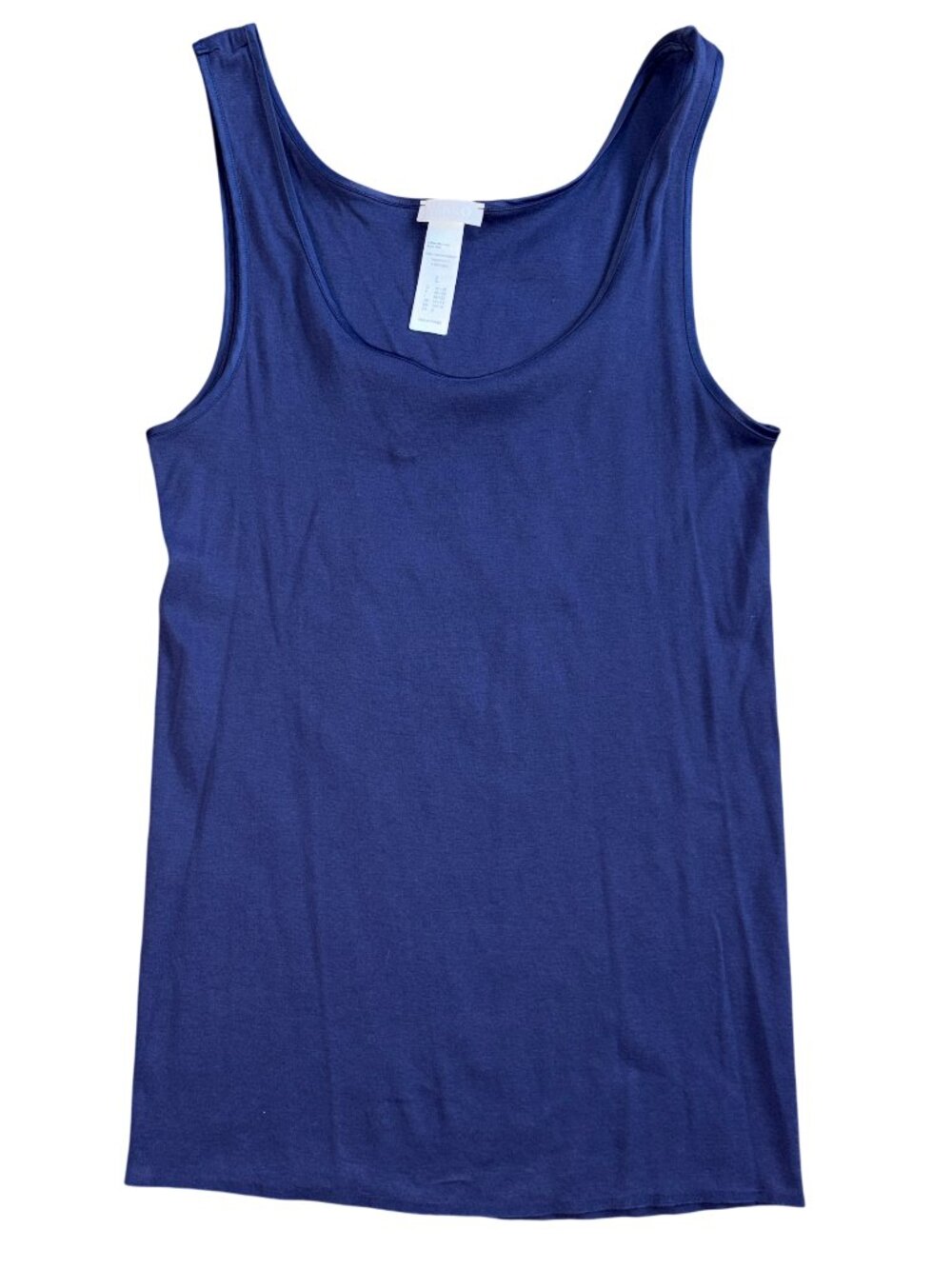 Hanro Cotton Seamless Tank Top blue horizion size L large scoop neck Switzerland